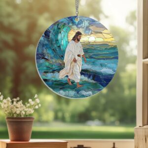 Jesus Walks on Water Suncatcher Acrylic Hanging Window MLN3857AS