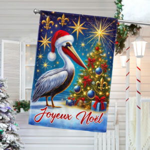 Christmas Louisiana Pelican Bird Joyeux Noël Flag MLN4054F