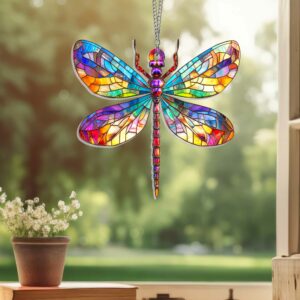 Dragonfly Stained Glass Suncatcher Acrylic Hanging Window TQN3859AS