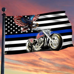 Motorcycle Patriotic Eagle American The Thin Blue Line Grommet Flag TPT2191GF