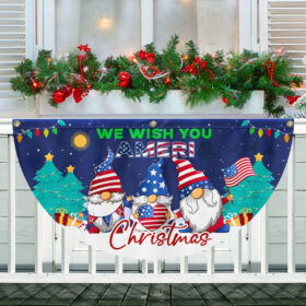 Gnome Christmas We Wish You Ameri Christmas Non-Pleated Fan Flag MLN4039FL