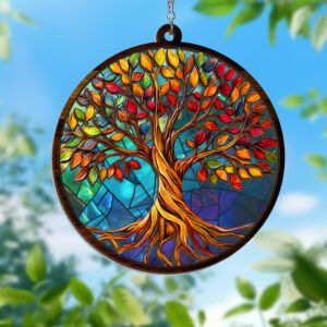 Tree Of Life Stained Glass Window Hanging Suncatcher TQN3878WH