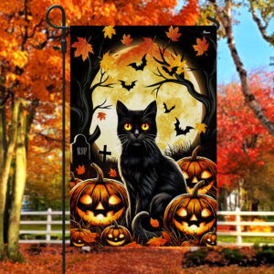 Black Cat Halloween Flag MLN3975F