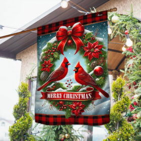 Red Cardinal Christmas Wreath Flag TQN3777F