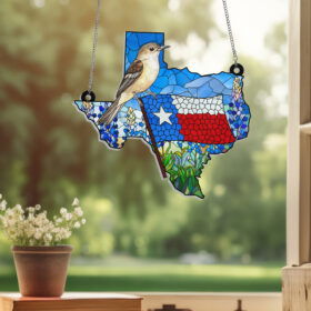 Texas Northern Mockingbird Suncatcher Acrylic Hanging Window VTM340ASn