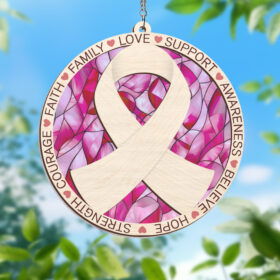 Breast Cancer Awareness  Stained Glass Window Hanging Suncatcher TQN3799WH