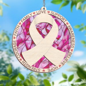 Breast Cancer Awareness  Stained Glass Window Hanging Suncatcher TQN3799WH