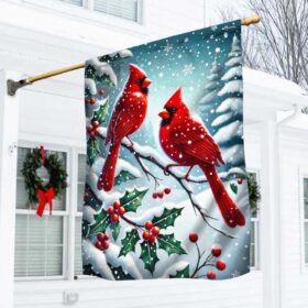 Cardinal Bird Christmas Flag TQN3797F