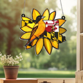 Maryland Baltimore Oriole Bird Suncatcher Acrylic Hanging Window VTM338ASn