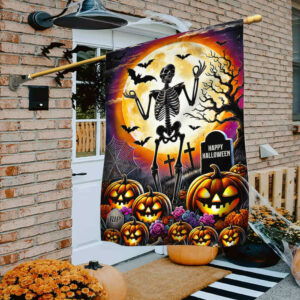 Skeleton Halloween Scary Pumpkins Flag MLN3960F