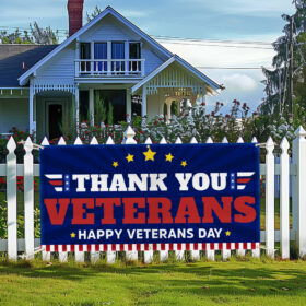 Thank You Veterans Happy Veterans Day Fence Banner TQN3810FB