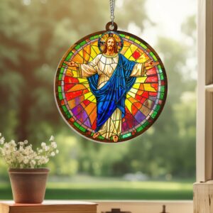 Jesus with Open Arms Suncatcher Acrylic Hanging Window VTM397AS