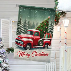 Red Pickup Truck Christmas Flag TQN3864F