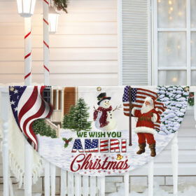 Santa Claus We Wish You Ameri Christmas Non-Pleated Fan Flag MLN4016FL