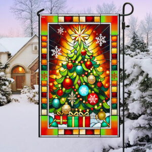 Stained Glass Christmas Tree Flag MLN3936F