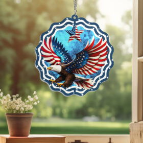 Patriotic Eagle Stained Glass Suncatcher Acrylic Hanging Window TQN3803AS