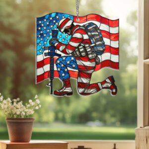 Veterans Days Thank You Veterans Soldier Kneeling Suncatcher Acrylic Hanging Window TQN3846AS