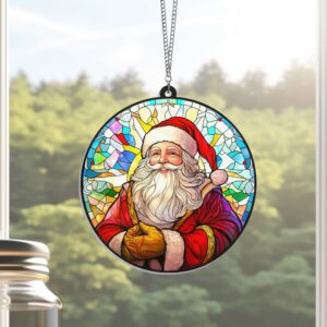 Santa Claus Christmas Stained Glass Suncatcher Acrylic Hanging Window TQN3850AS