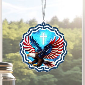 God Bless America Eagle Suncatcher Acrylic Hanging Window TQN3804AS