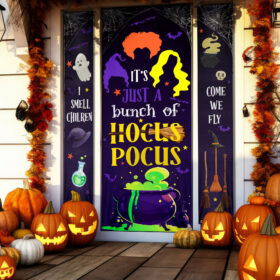 Three Witches Halloween It's Just A Bunch Of Hocus Pocus Door Cover & Door Banners TPT2164CB