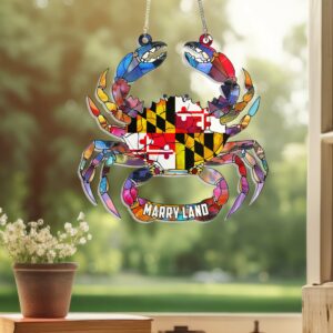 Maryland State Gift, Maryland Day, Maryland Flag Acrylic Hanging Sign HTT275ASn