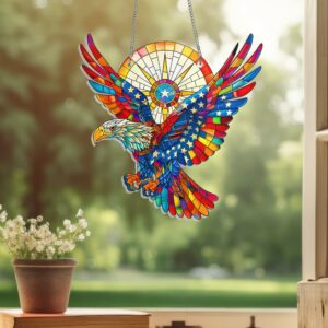 USA Flag American Eagle Suncatcher Acrylic Hanging Window VTM292ASn